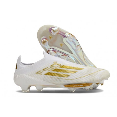 Scarpa adidas F50 + Laceless FG Ftwr Bianco Oro Met Ftwr Bianco