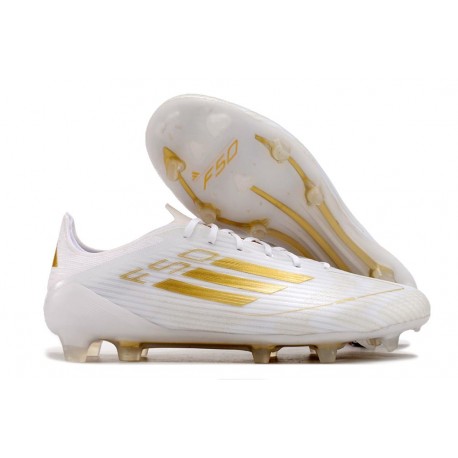 Scarpa adidas F50 Elite FG Ftwr Bianco Oro Met Ftwr Bianco